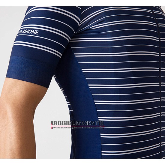 Abbigliamento La Passione 2019 Manica Corta e Pantaloncino Con Bretelle Stripe Blu - Clicca l'immagine per chiudere